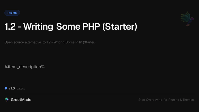 1.2 - Writing Some PHP (Starter)