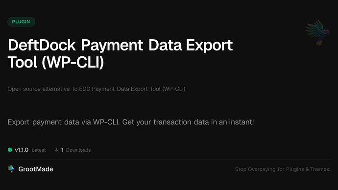 DeftDock Payment Data Export Tool (WP-CLI)