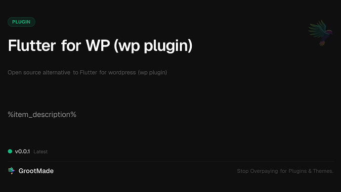 Flutter for WP (wp plugin)