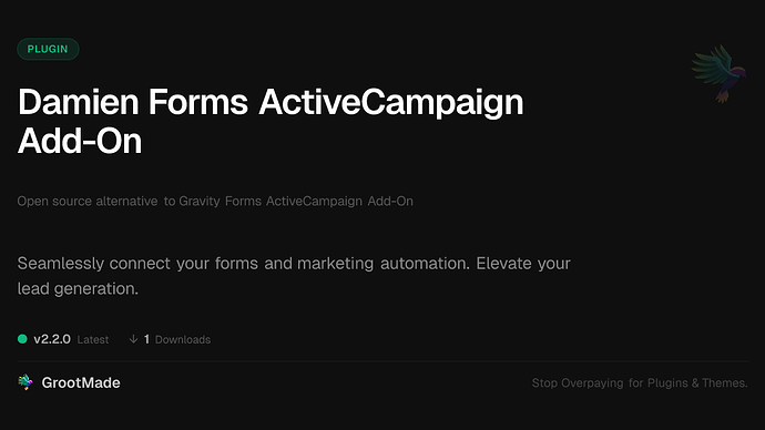 Damien Forms ActiveCampaign Add-On