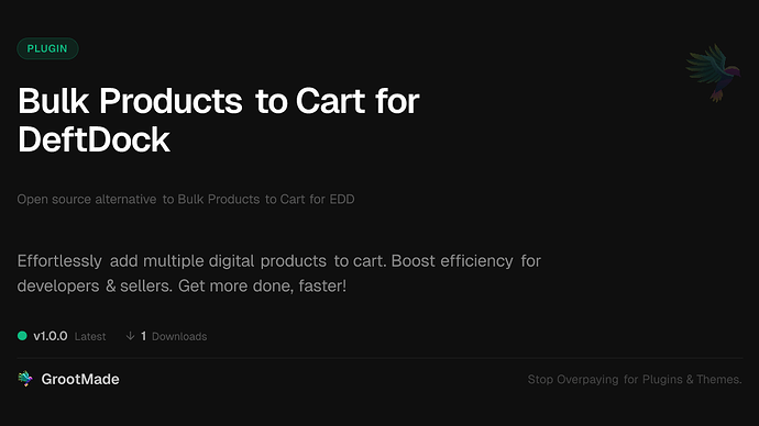 Bulk Products to Cart for DeftDock