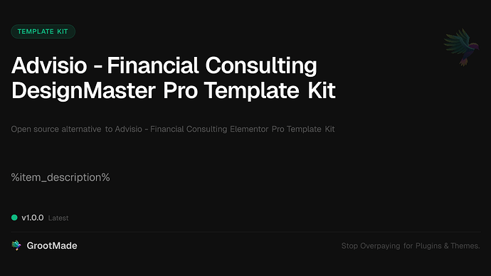 Advisio - Financial Consulting DesignMaster Pro Template Kit