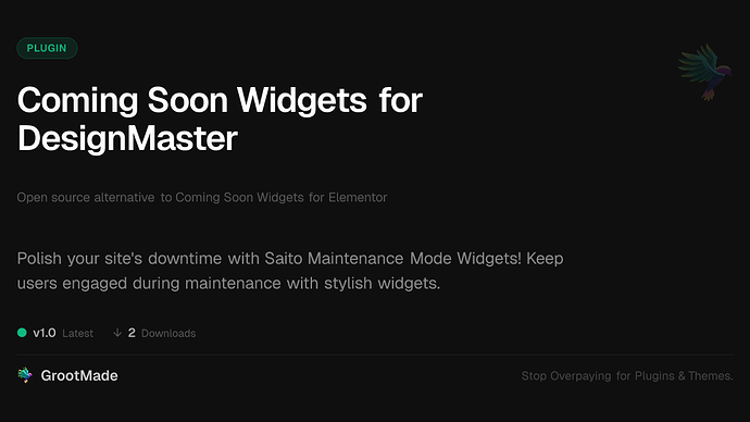 Coming Soon Widgets for DesignMaster
