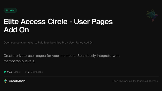 Elite Access Circle - User Pages Add On