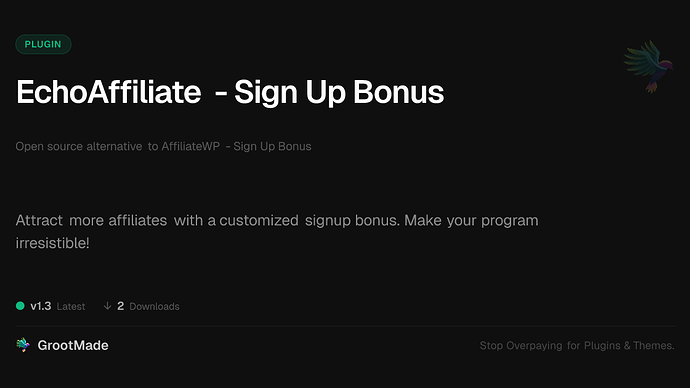 EchoAffiliate - Sign Up Bonus