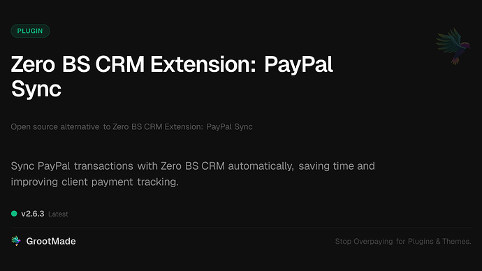 Zero BS CRM Extension: PayPal Sync
