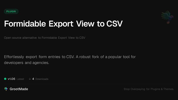 Formidable Export View to CSV