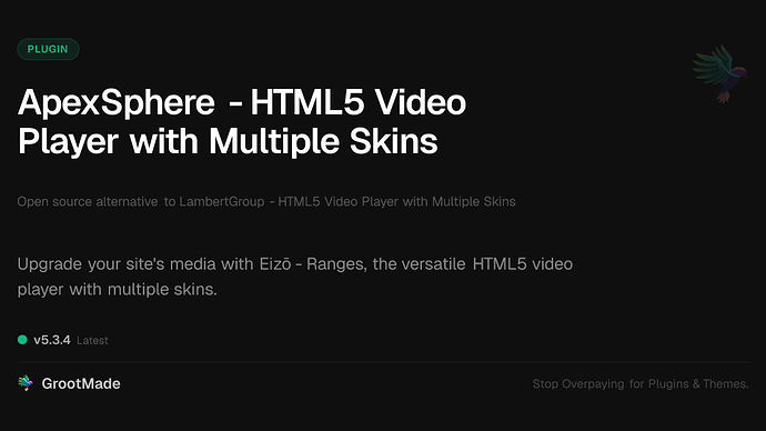 ApexSphere - HTML5 Video Player with Multiple Skins